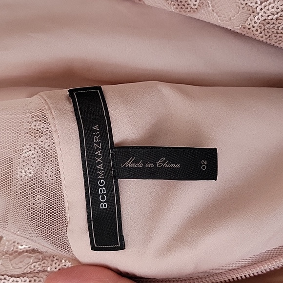 BCBGMaxAzria Women's Abigail Dusty Pink Lace Sequin Mini Dress- Size 2 - Picture 7 of 17